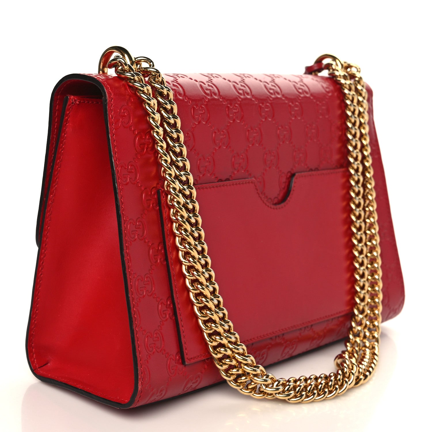 Gucci Guccissima Medium Padlock Shoulder Bag Hibiscus Red 3 of 10