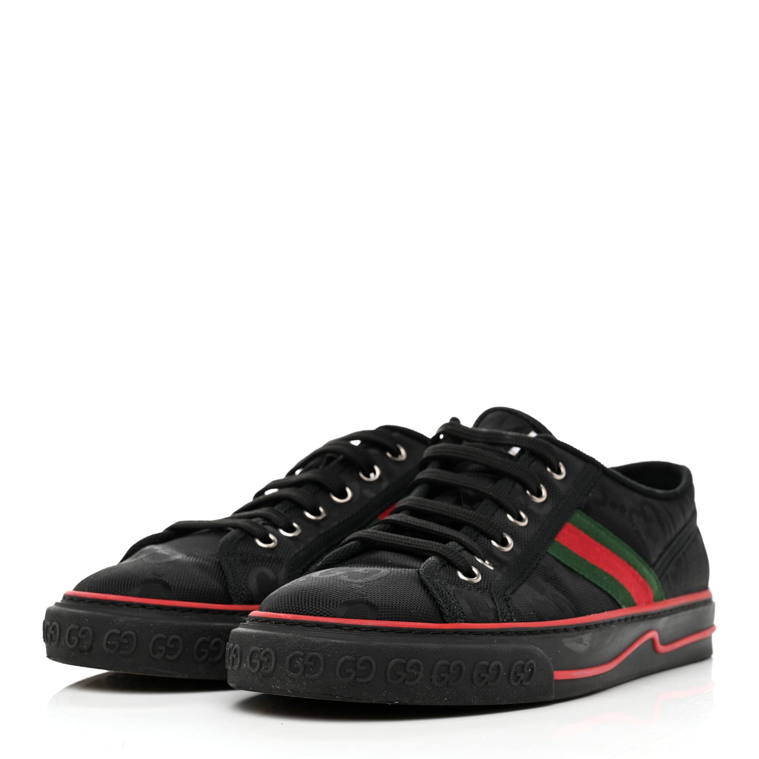 Gucci Econyl Nylon Web Monogram Off The Grid Womens 1977 Tennis Sneakers 41 Black 3 of 8