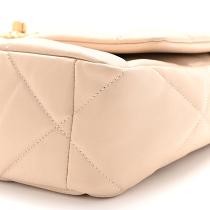 Chanel Lambskin Quilted Large Chanel 19 Flap Beige 10 of 10