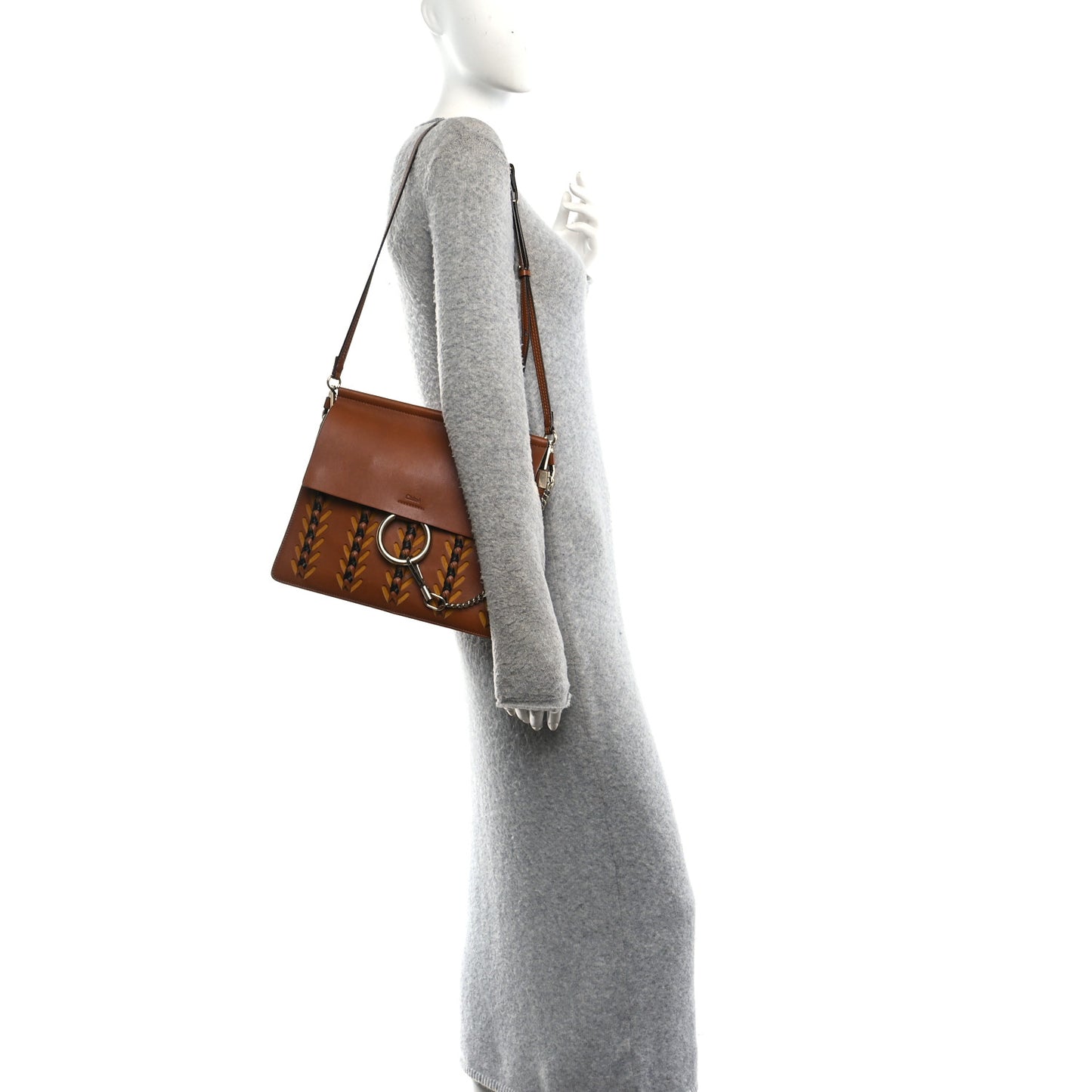 Goatskin Braided Medium Faye Shoulder Bag Caramel Black