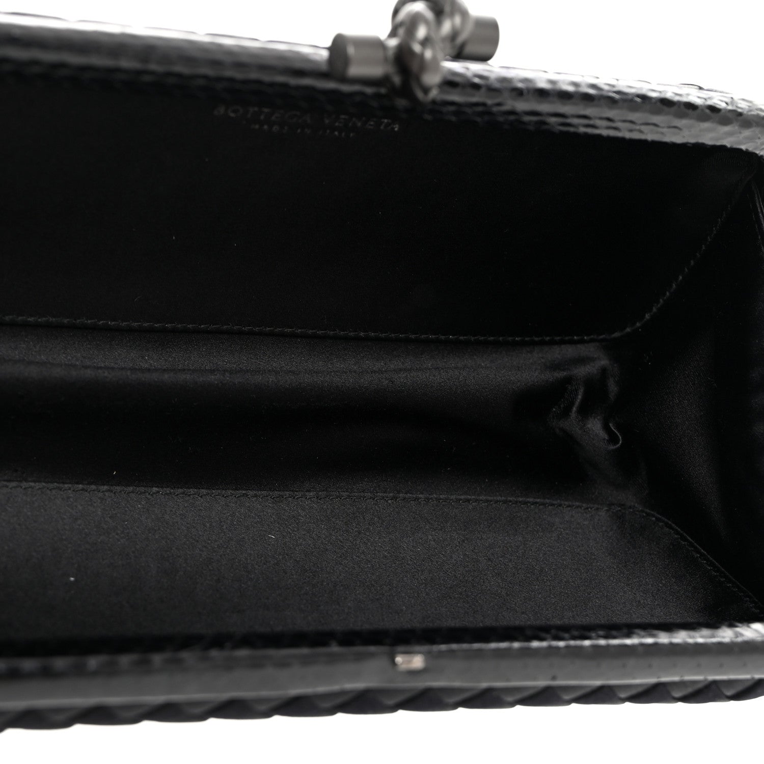 Bottega Veneta Satin Ayers Intreccio Impero Stretch Knot Clutch Black 5 of 6