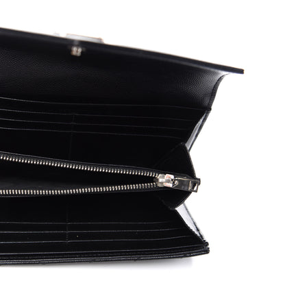Saint Laurent Grain De Poudre Matelasse Chevron Monogram Flap Wallet Black 5 of 7