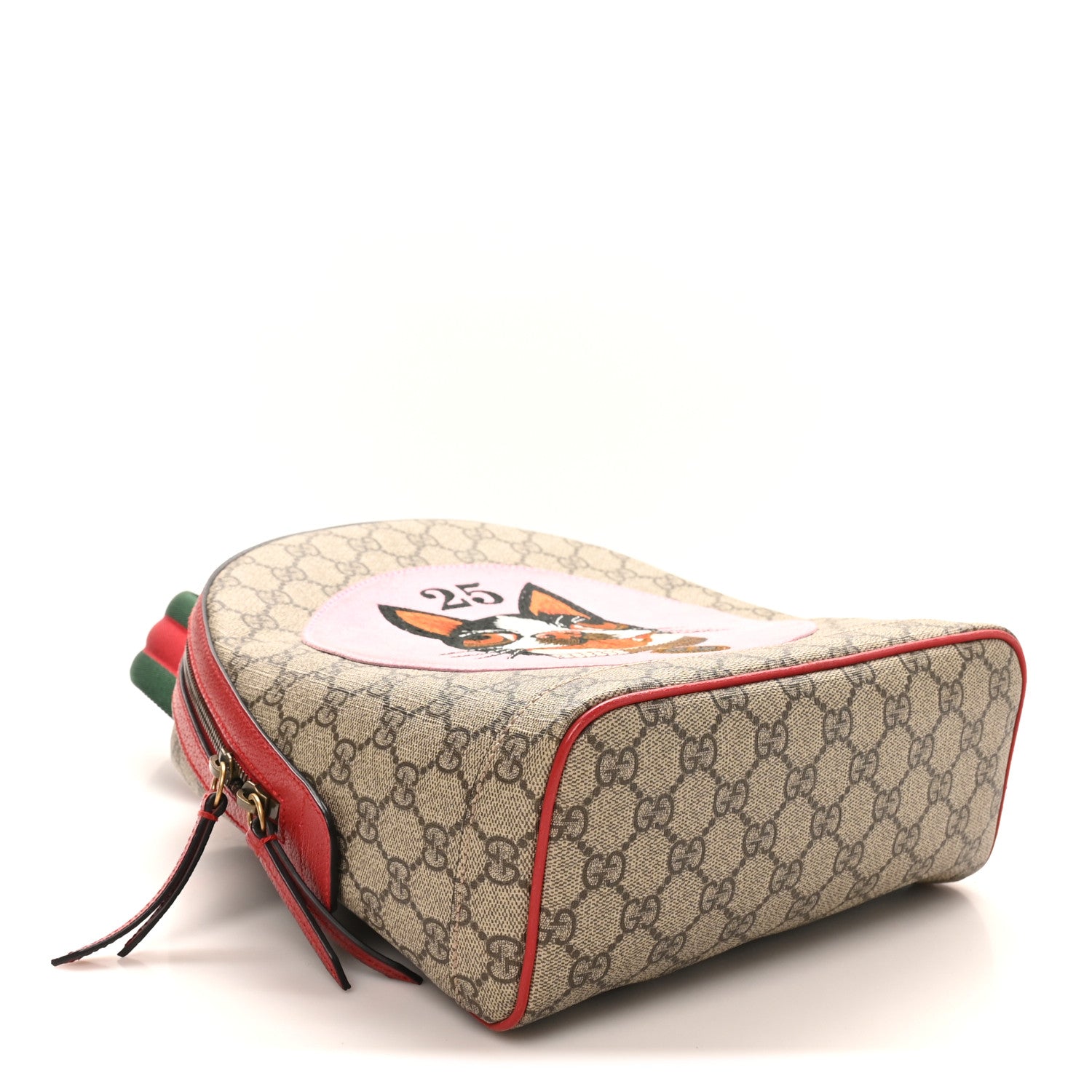 Gucci GG Supreme Monogram Web Bosco Patch Dome Backpack Beige Malva Hibiscus Red 3 of 10