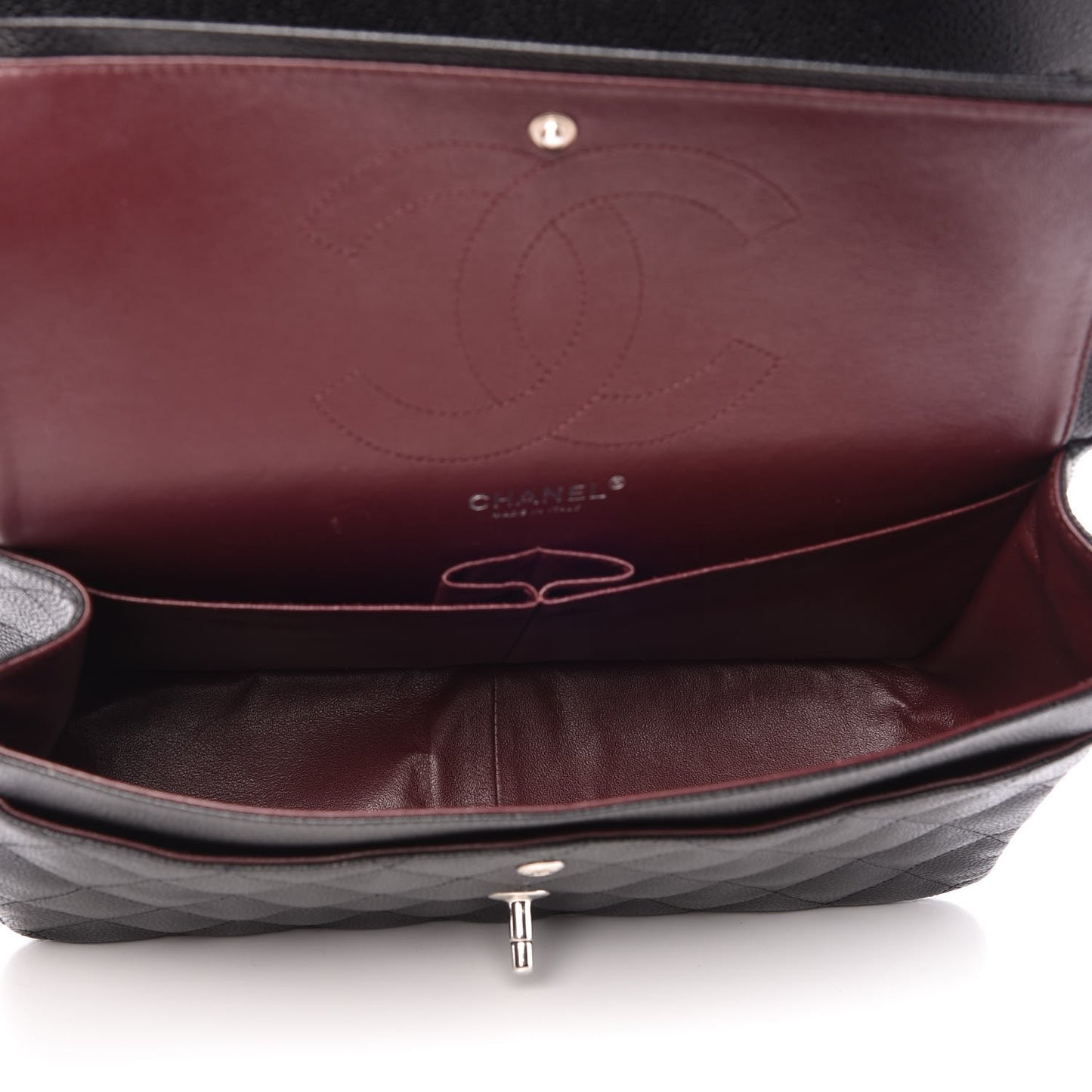 Caviar Quilted Jumbo Double Flap Black