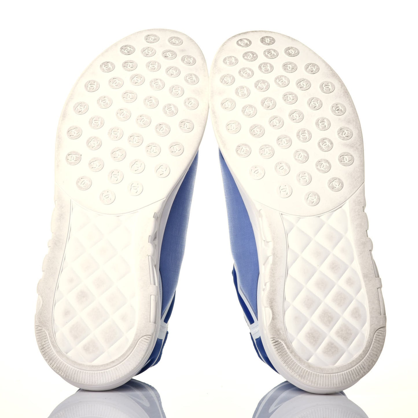 Calfskin Mesh Lyrca Womens Logo Sneakers 42 White Blue