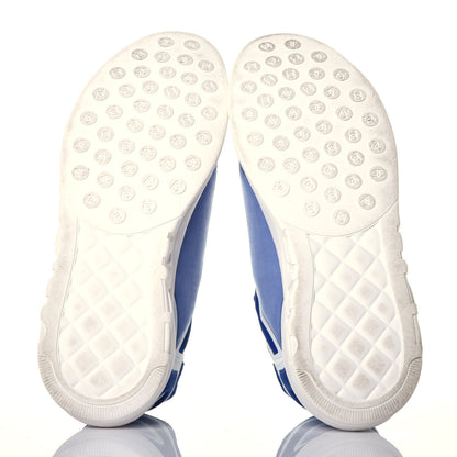 Chanel Calfskin Mesh Lyrca Womens Logo Sneakers 42 White Blue 5 of 8