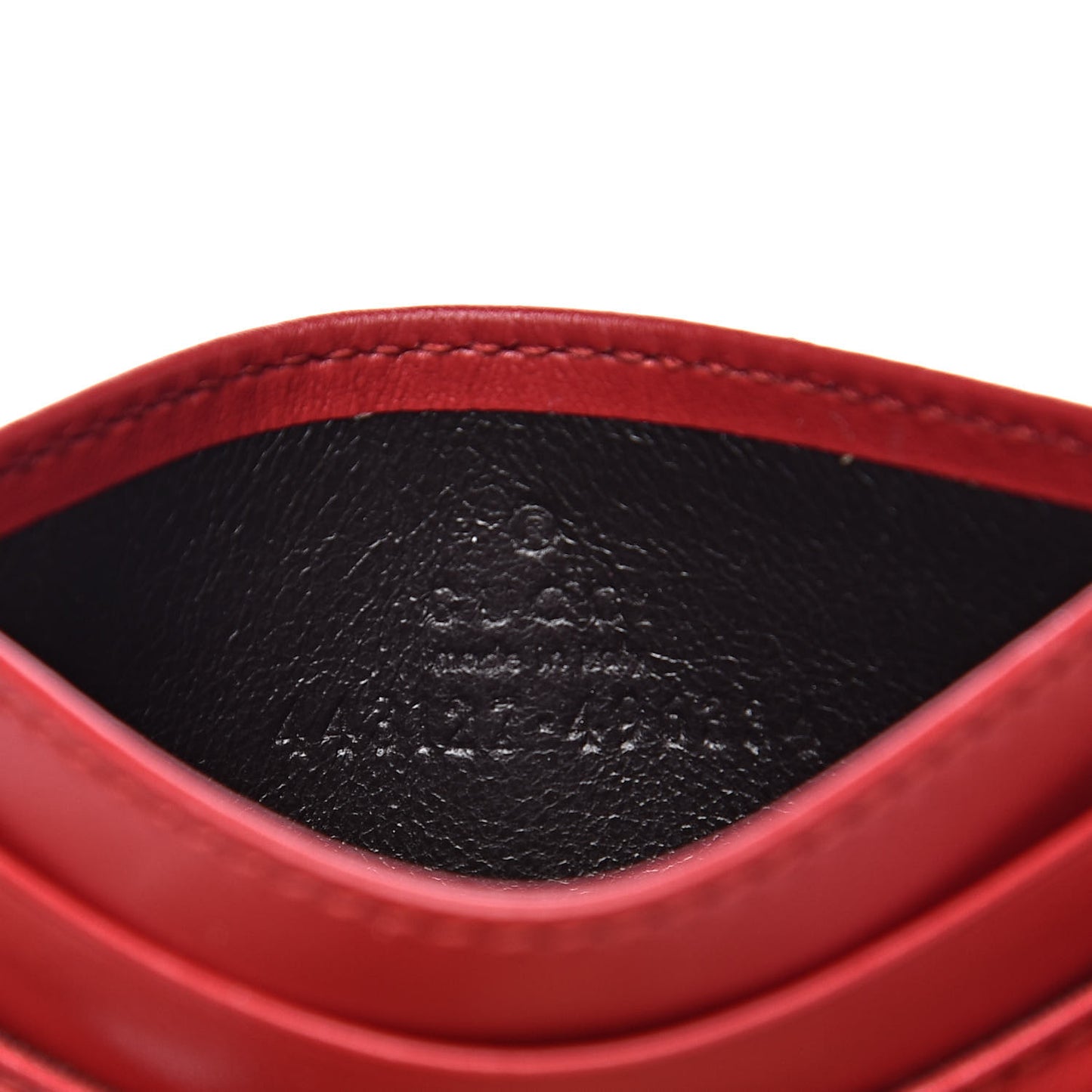 Calfskin Matelasse GG Marmont Card Holder Hibiscus Red