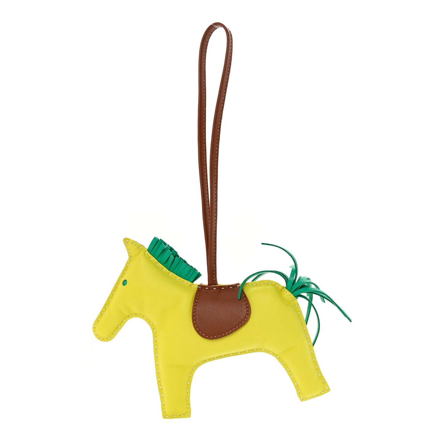 Milo Lambskin Grigri Rodeo Horse Bag Charm PM Lime Menthe Fauve