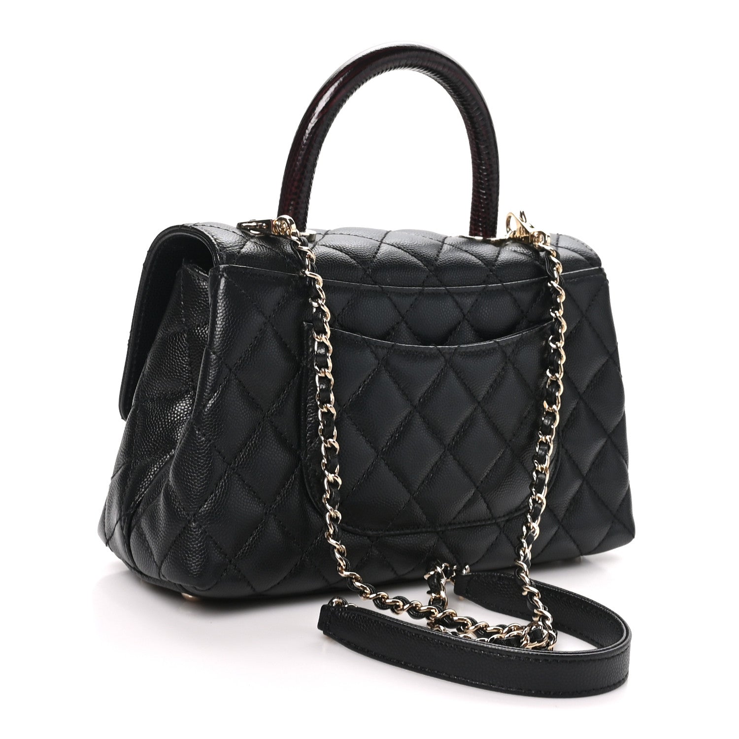 Chanel Caviar Quilted Lizard Embossed Mini Coco Handle Flap  Black 3 of 10