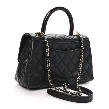 Chanel Caviar Quilted Lizard Embossed Mini Coco Handle Flap  Black 3 of 10