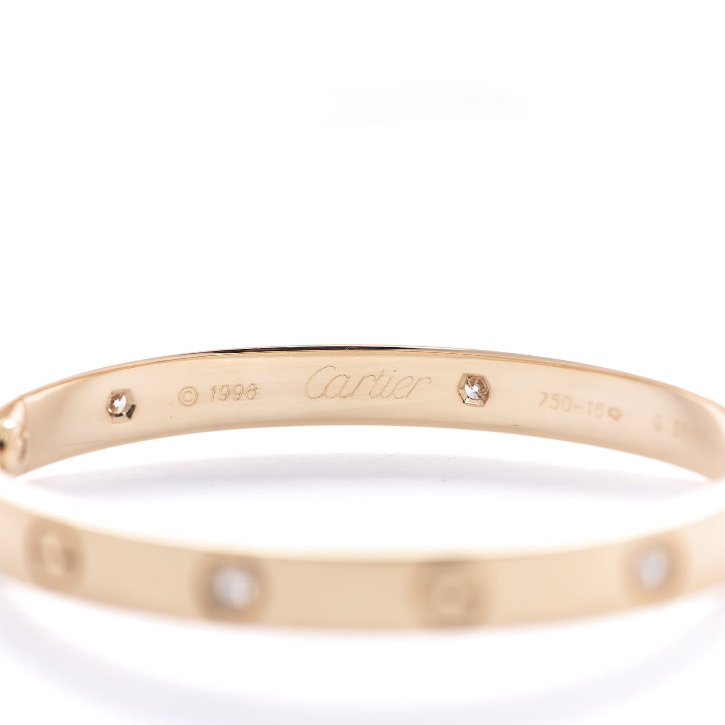 18K Yellow Gold 6 Diamond LOVE Bracelet 16