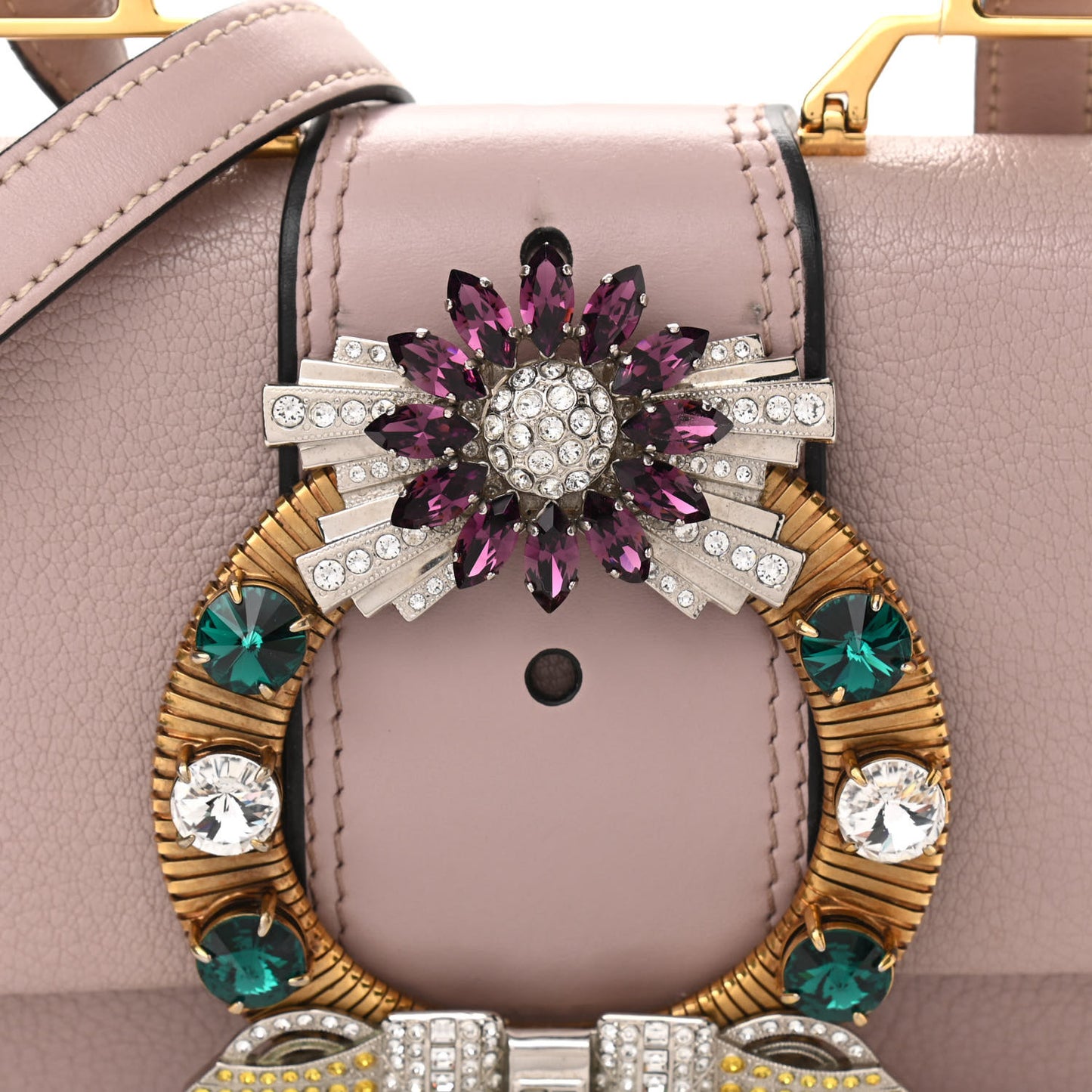 Goatskin Madras Soft Calf Crystal Embellished Shoulder Bag Mughetto