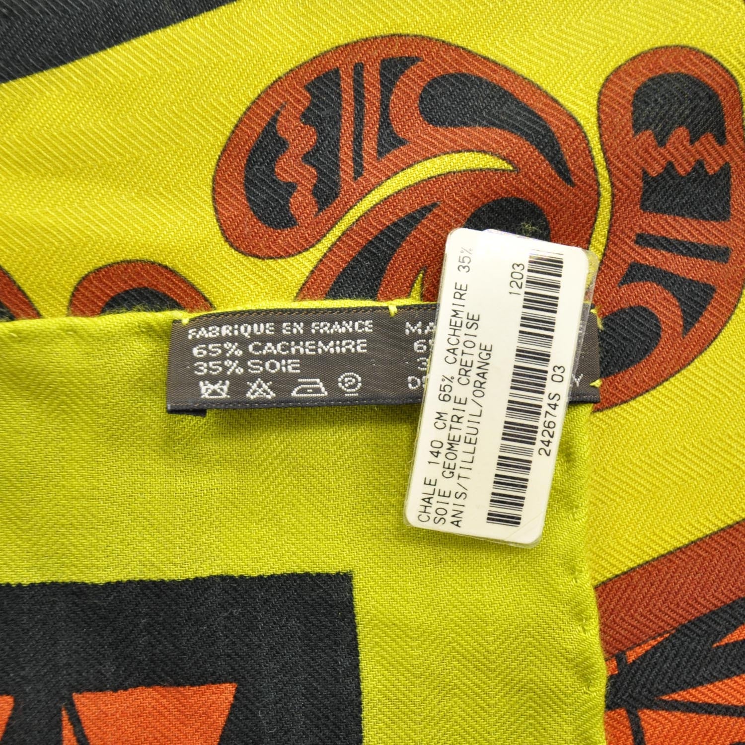 Hermes Cashmere Silk Geometrie Cretoise Shawl 140 4 of 6