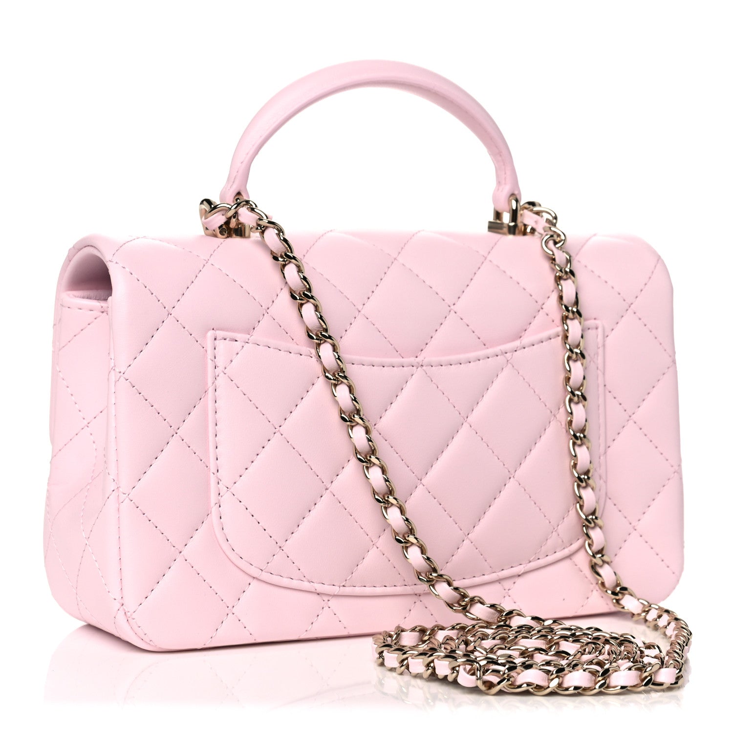 Chanel Lambskin Quilted Mini Top Handle Rectangular Flap Light Pink 2 of 9