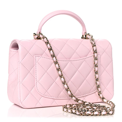 Chanel Lambskin Quilted Mini Top Handle Rectangular Flap Light Pink 2 of 9