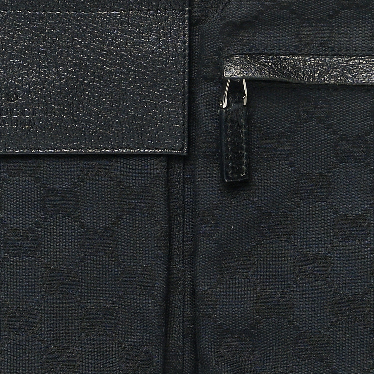 Gucci Denim Monogram Double Pocket Belt Bag Black 10 of 12