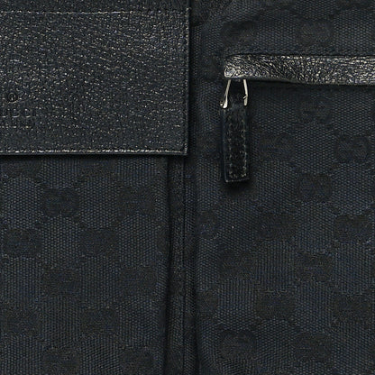 Gucci Denim Monogram Double Pocket Belt Bag Black 10 of 12
