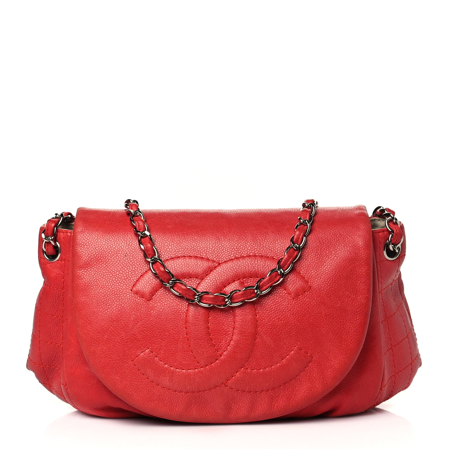 Chanel Caviar Half Moon Flap Red 2 of 16