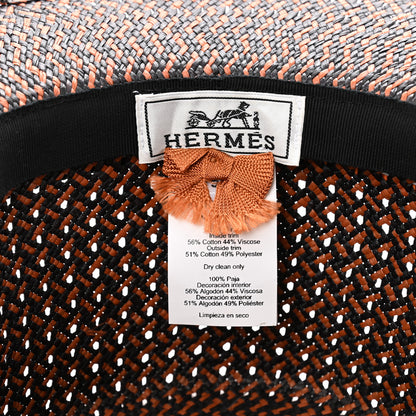 Hermes Straw Adele Panama Hat 58 Terracotta Black 8 of 9