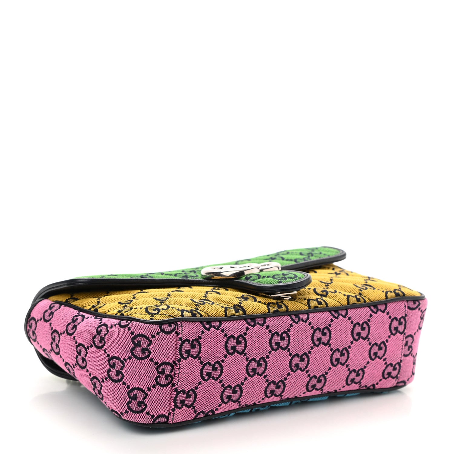 Gucci Monogram Multicolor Matelasse Diagonal Small GG Marmont Shoulder Bag Green Blue Yellow Light Blue Pink 4 of 10