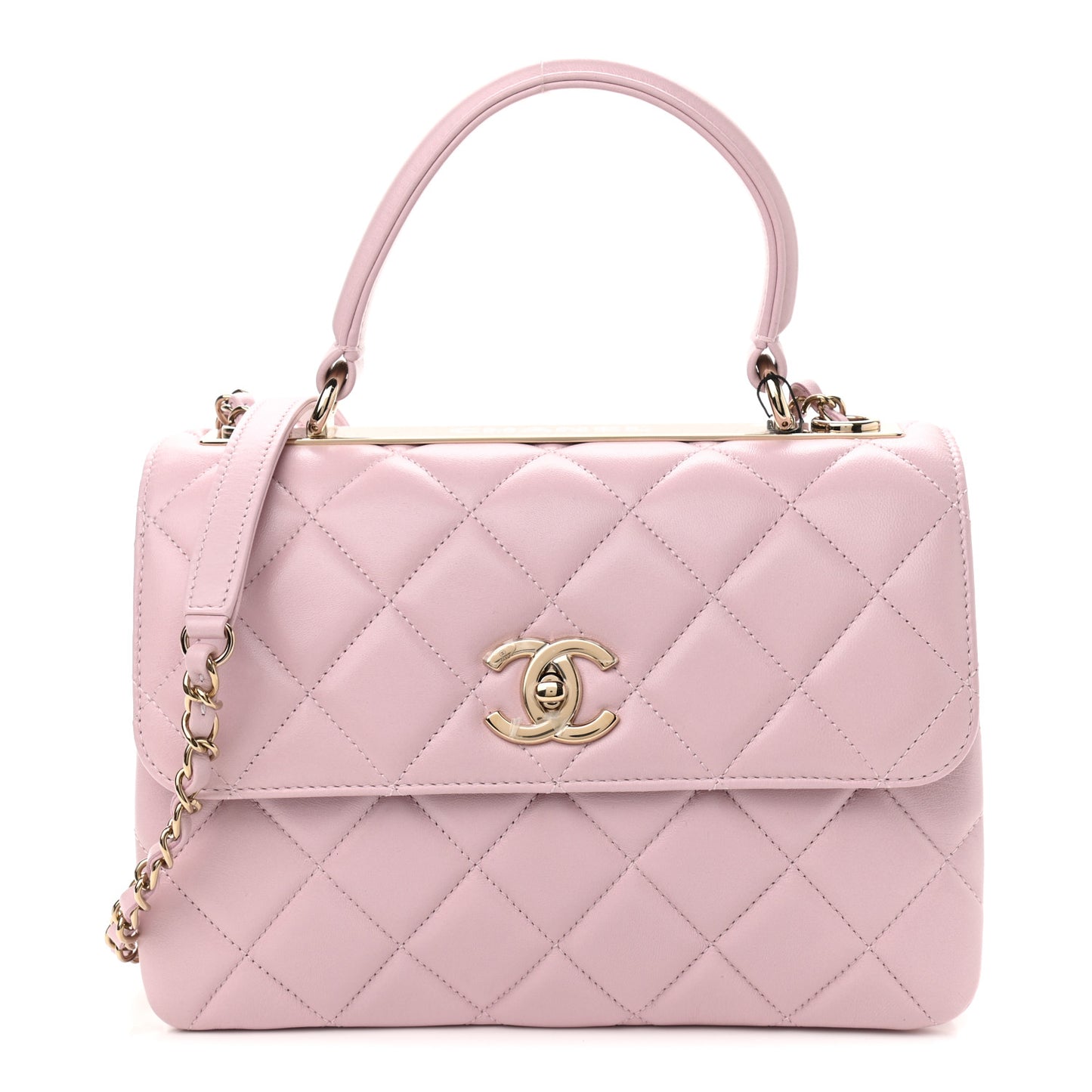 Lambskin Quilted Small Trendy CC Flap Dual Handle Bag Light Pink