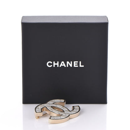 Chanel Metal Quilted CC Brooch Silver Gold 5 of 5