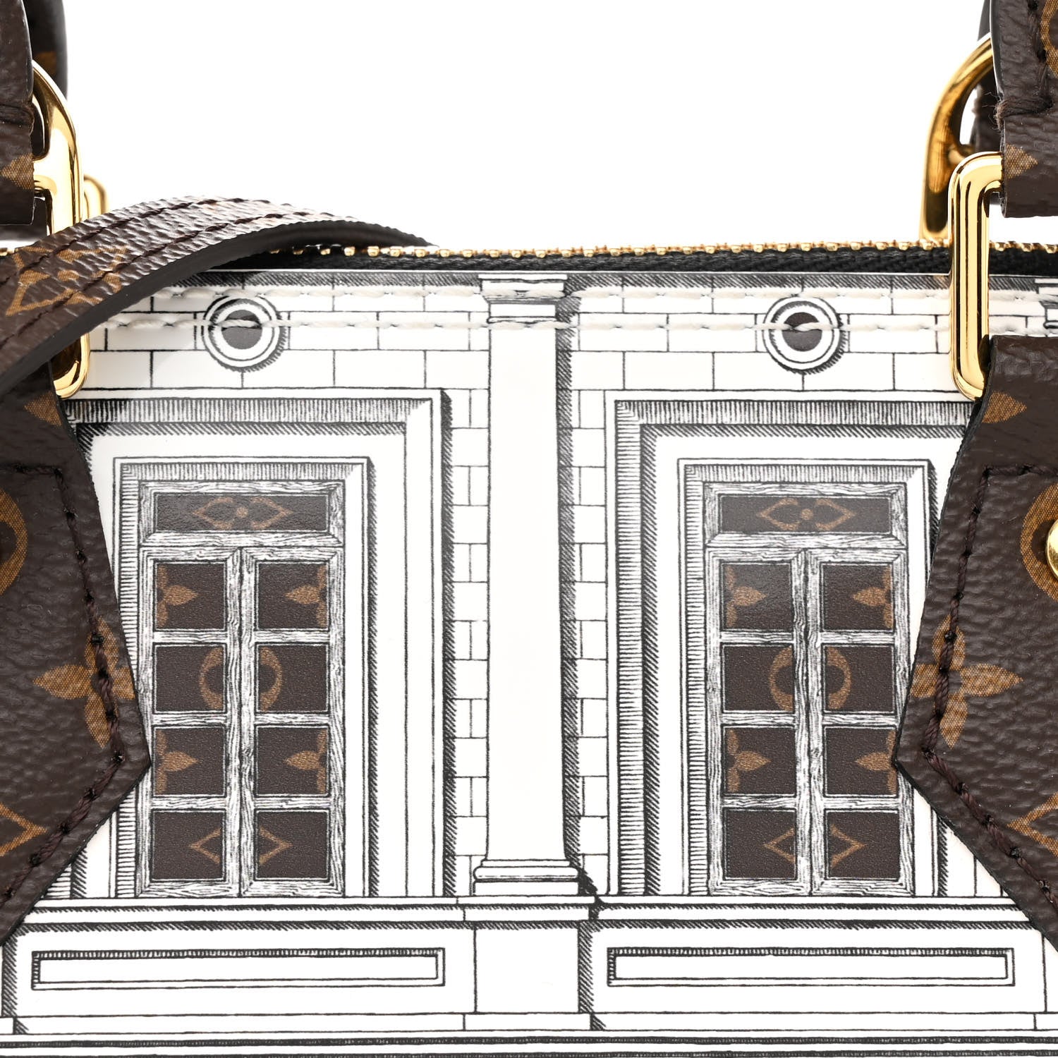 Louis Vuitton X FORNASETTI Calfskin Architettura Alma BB Black White 7 of 9