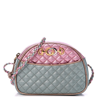 Gucci Laminated Nappa Trapuntata Mini Zumi Dome Shoulder Bag Rosa Lago Rame 1 of 9