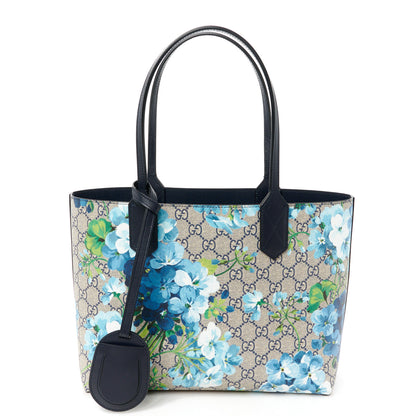 Gucci GG Supreme Monogram Blooms Small Reversible Tote Beige Blue Navy 1 of 10
