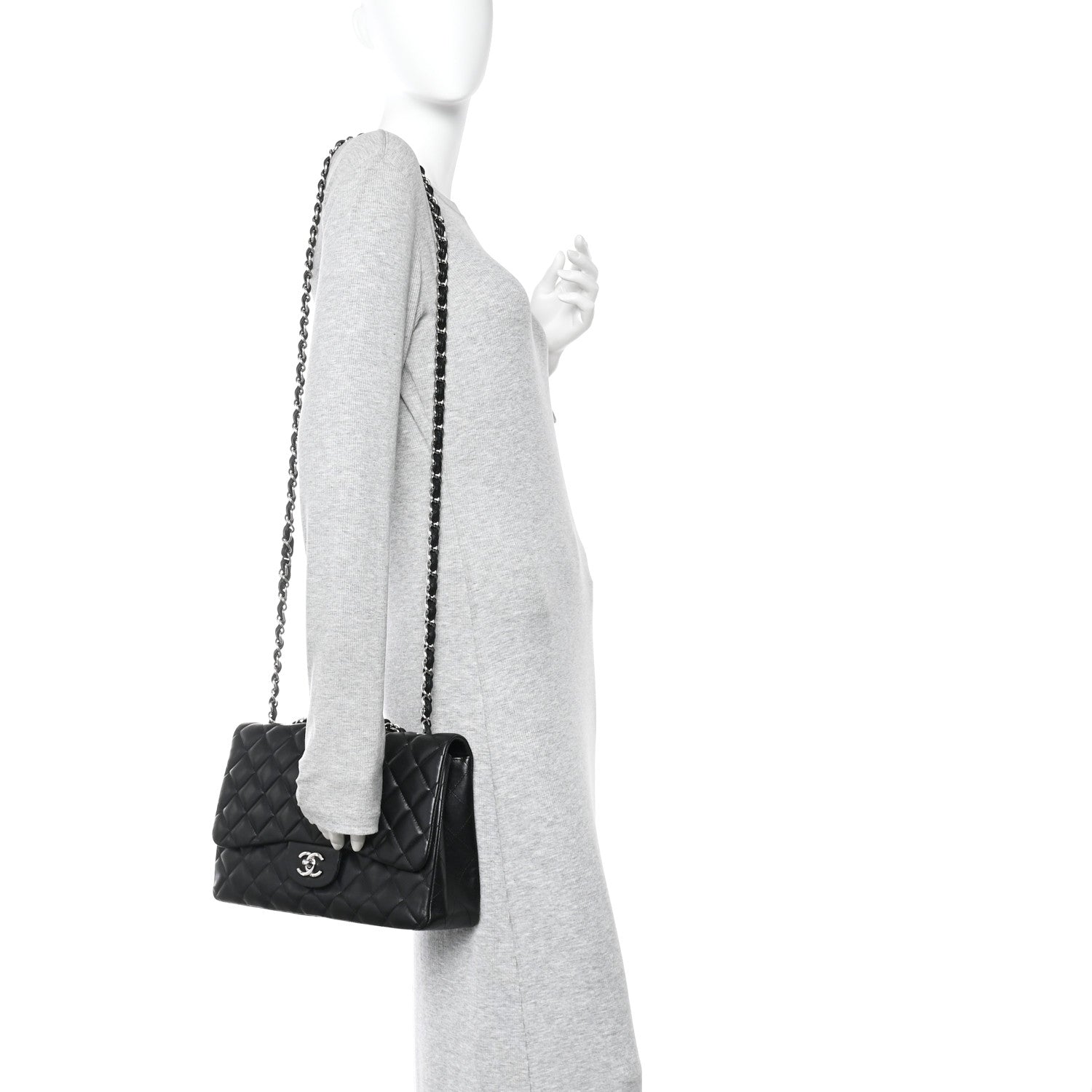 Chanel Lambskin Quilted Jumbo Single Flap Black 2 of 12