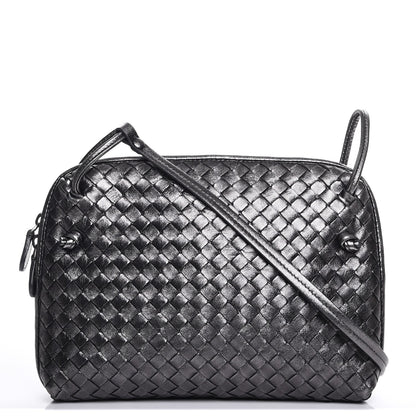 Bottega Veneta Metallic Nappa Intrecciato Pillow Crossbody Messenger Dark Grey 1 of 10