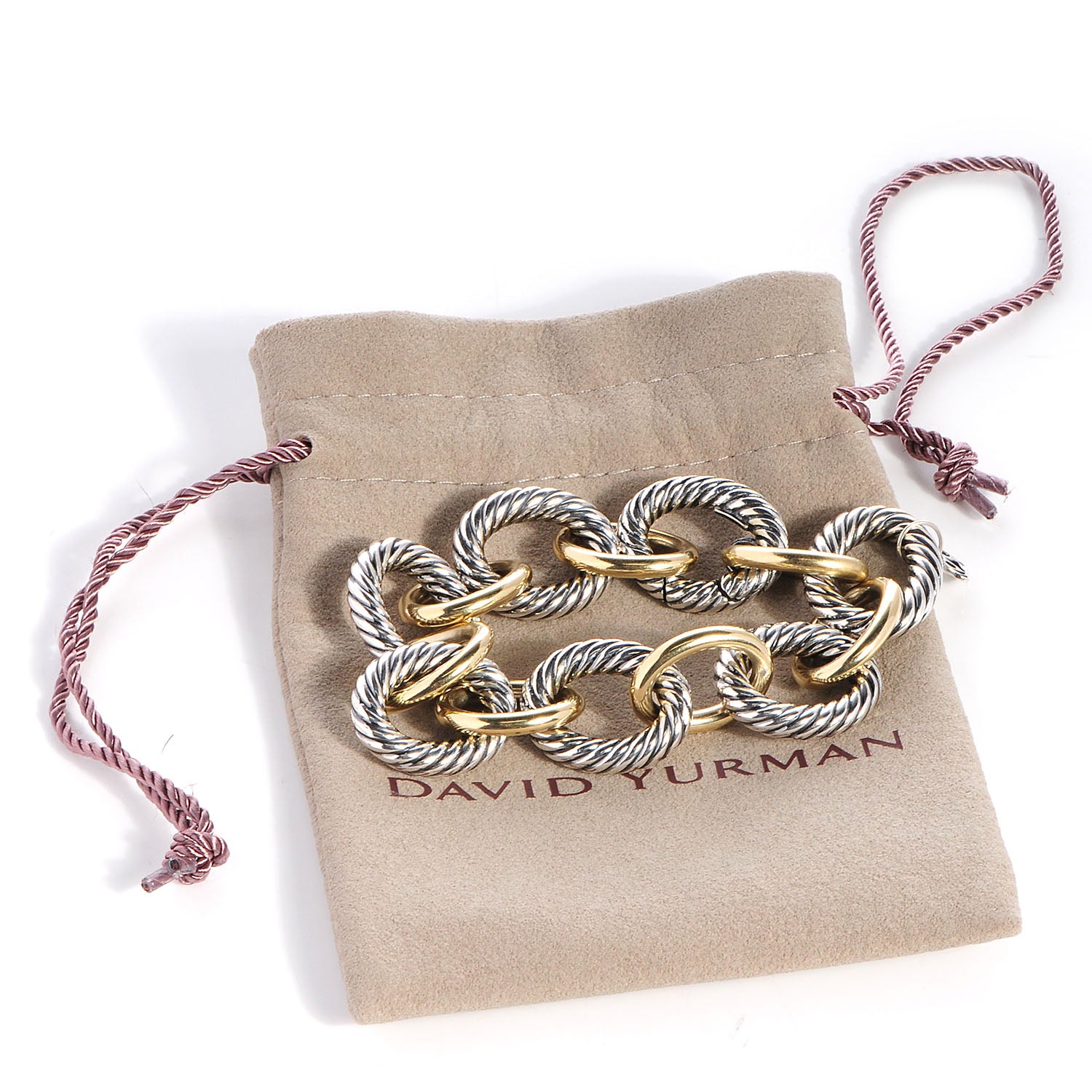David Yurman Sterling Silver 18K Yellow Gold 17mm Extra Large Oval Link Bracelet 6 of 6