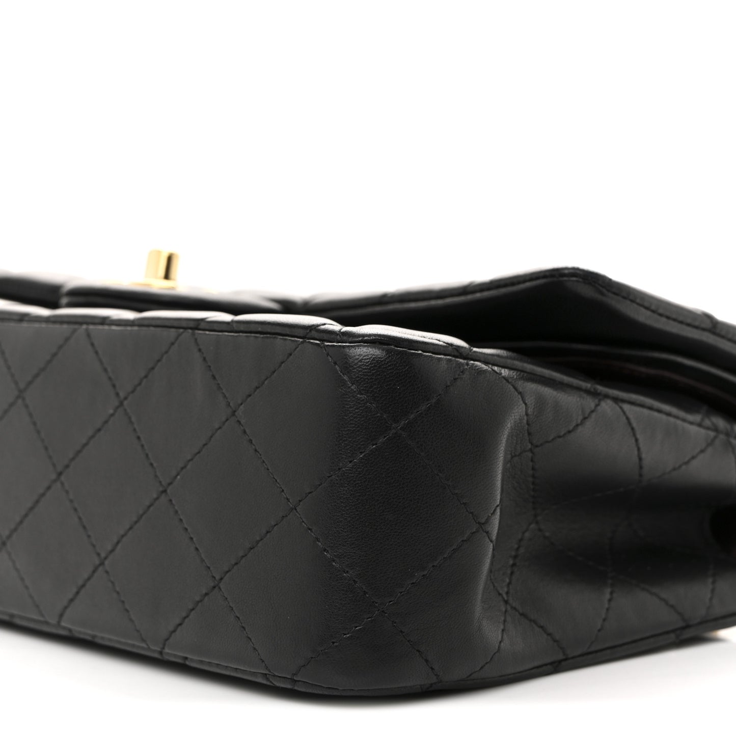 Lambskin Quilted Medium Double Flap Black