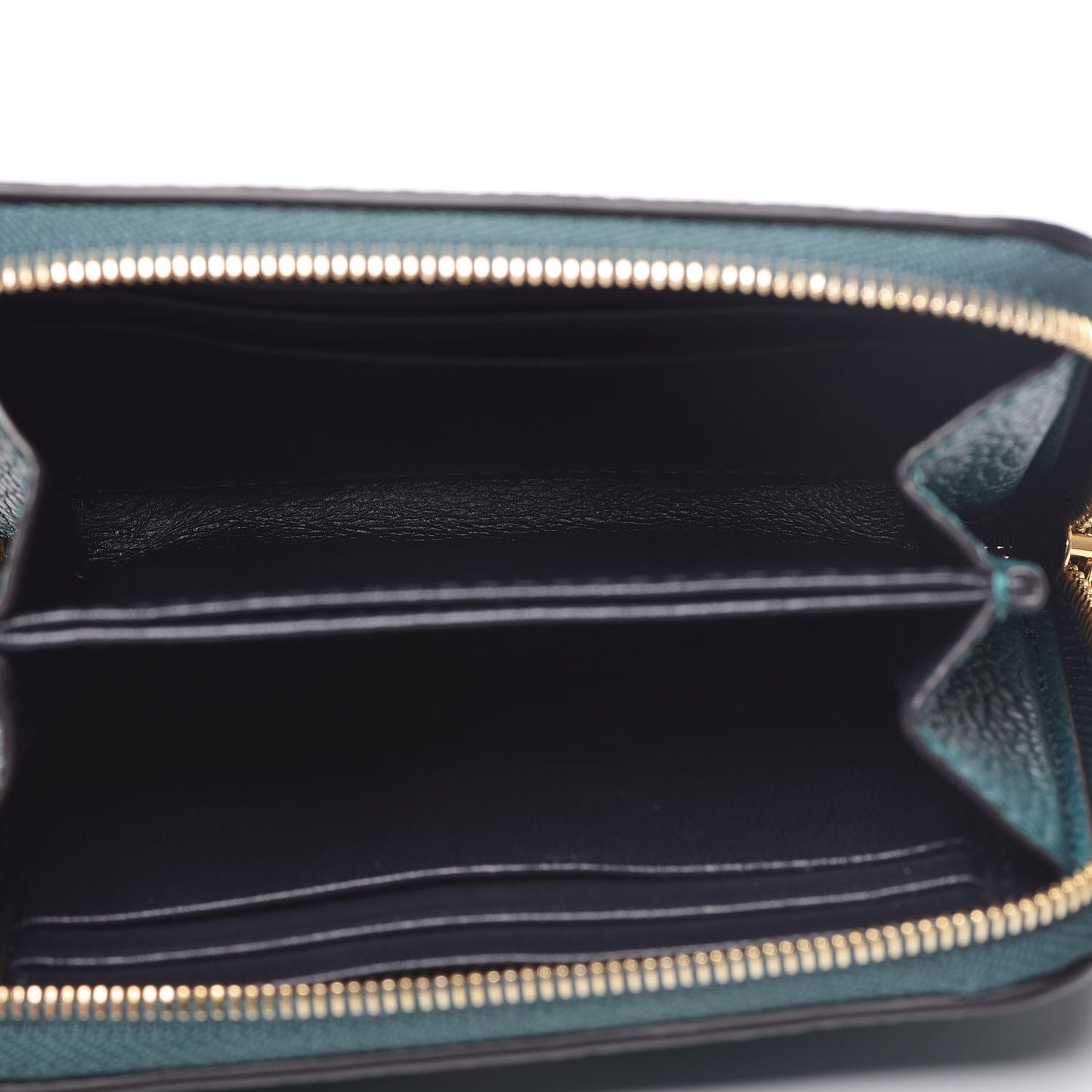 Small Classic Grain Zip Around Purse Ocean Green