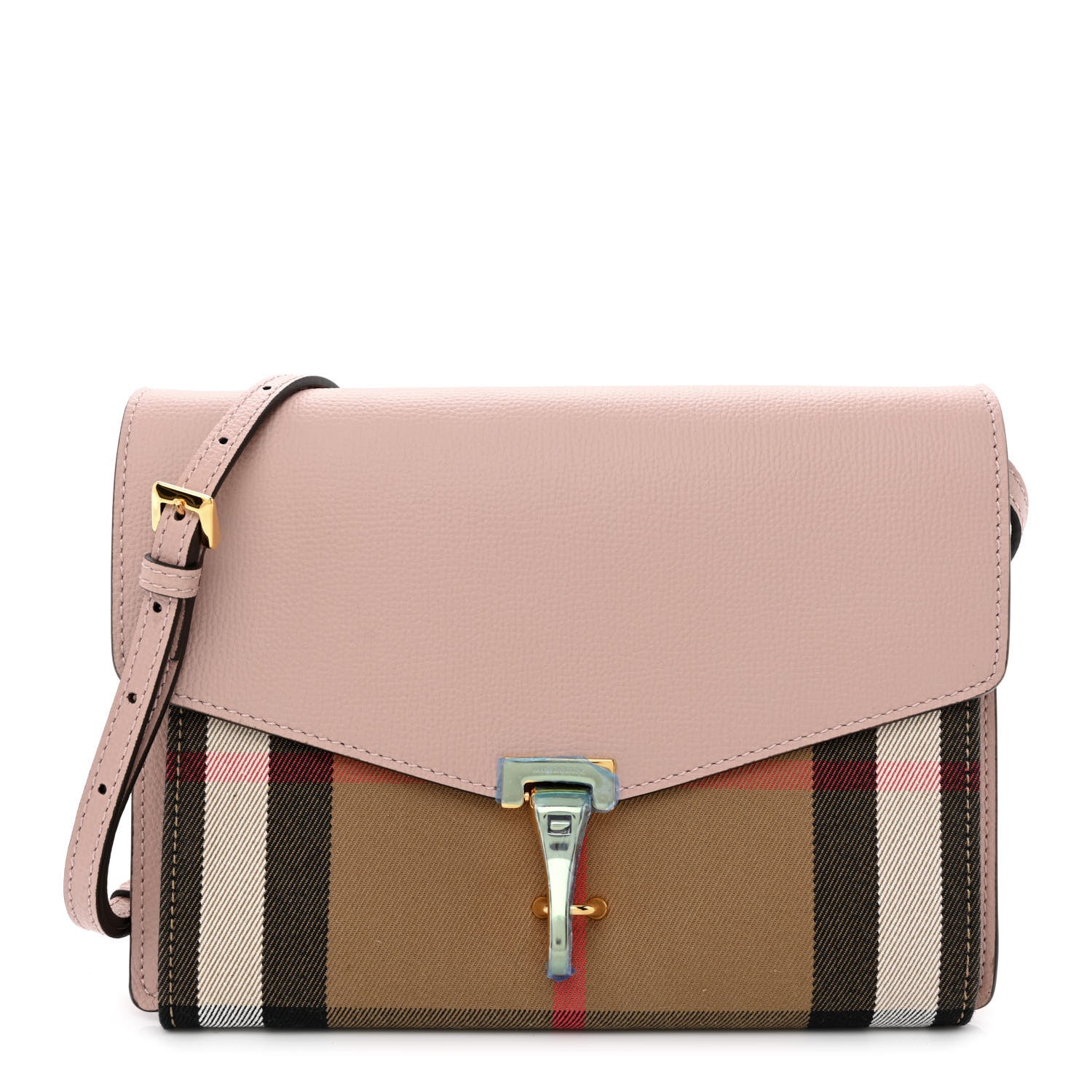 Burberry Derby Calfskin House Check Small Macken Crossbody Bag Pale Orchid 1 of 11
