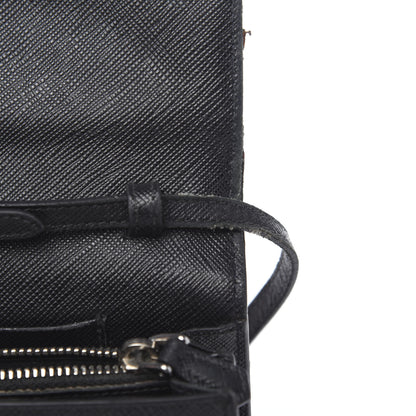 Prada Saffiano Metal Flap Wallet With Strap Black 14 of 14