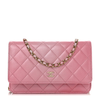 Chanel Cloudy Pearly Goatskin Quilted Wallet On Chain WOC Light Pink 1 of 11