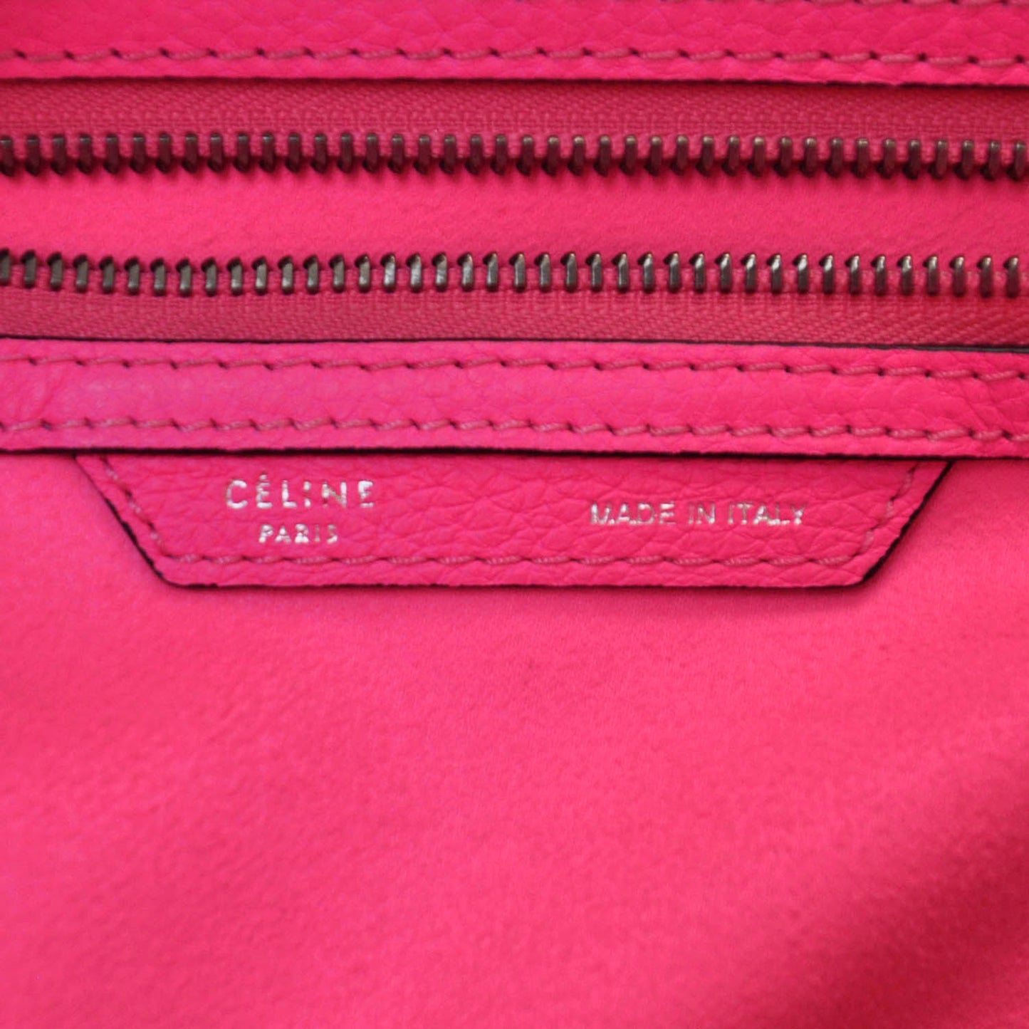 Pebbled Leather Mini Luggage Fluo Pink