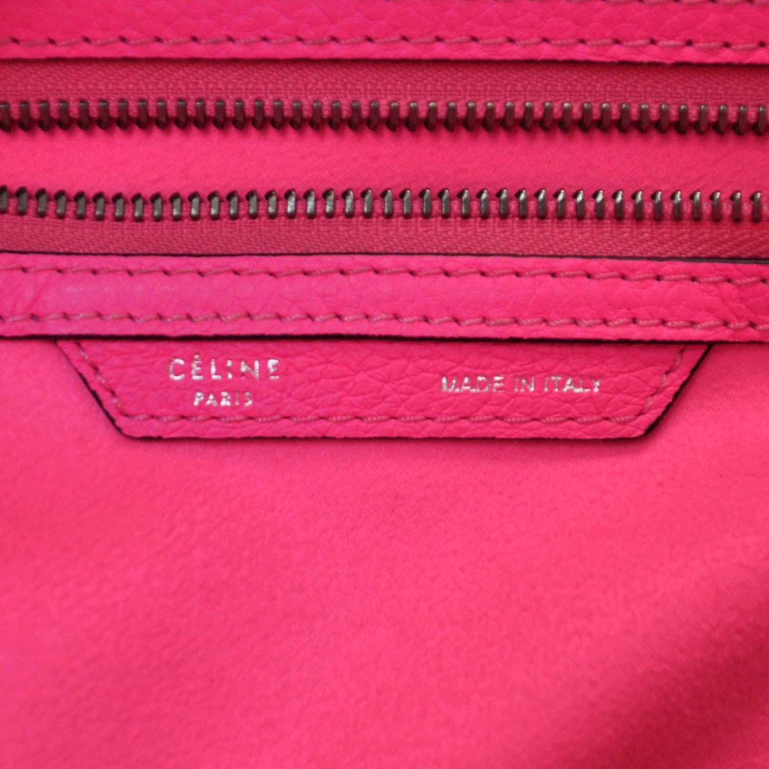 Celine Pebbled Leather Mini Luggage Fluo Pink 8 of 9