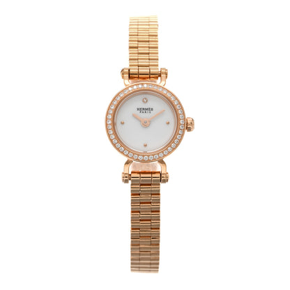 Hermes 18K Rose Gold Diamond Bezel 16mm Faubourg Quartz Watch 1 of 5