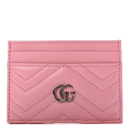 Gucci Calfskin Matelasse GG Marmont Card Holder Wild Rose 1 of 7
