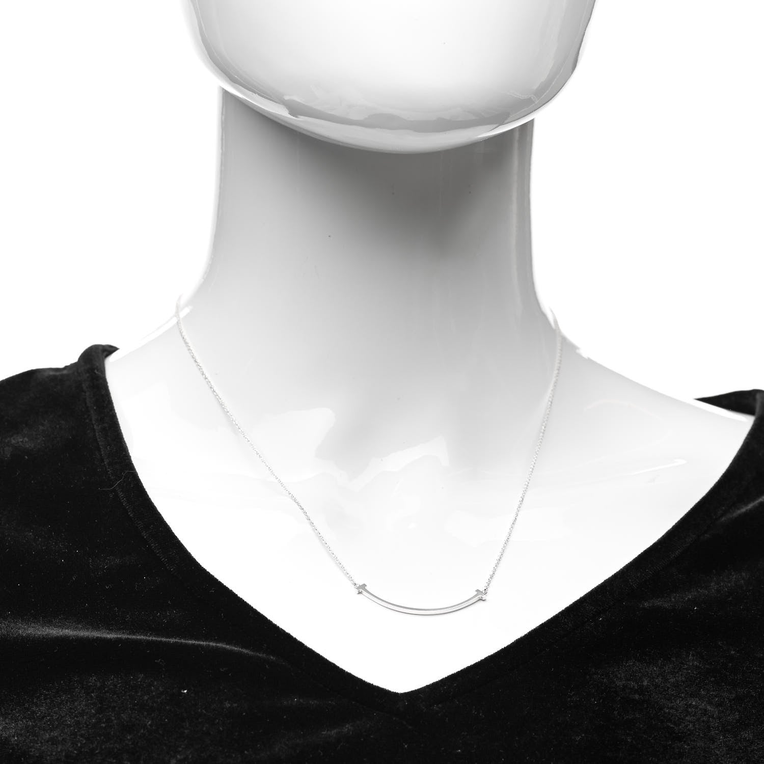 Tiffany Sterling Silver Small T Smile Pendant Necklace 2 of 6