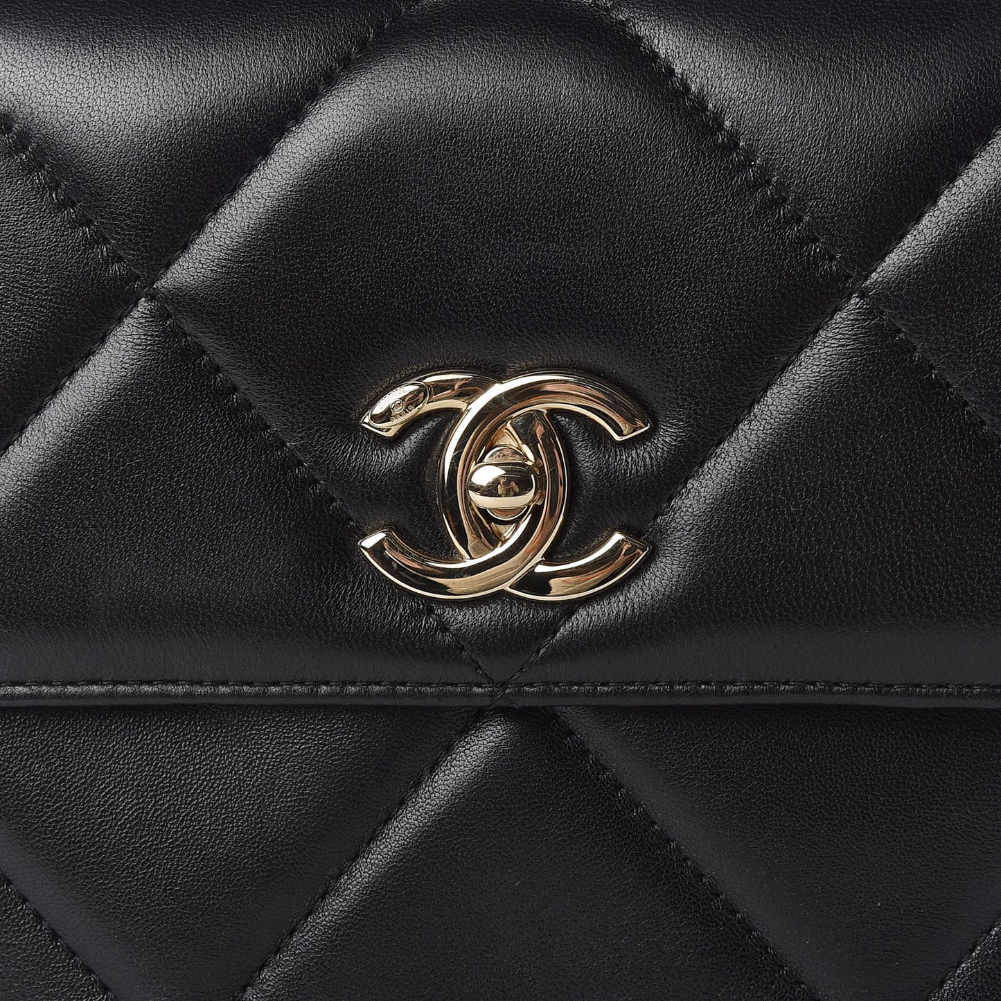 Lambskin Quilted Small Trendy CC Dual Handle Flap Bag Black