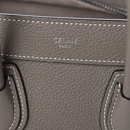 Celine Drummed Calfskin Nano Luggage Souris 6 of 12