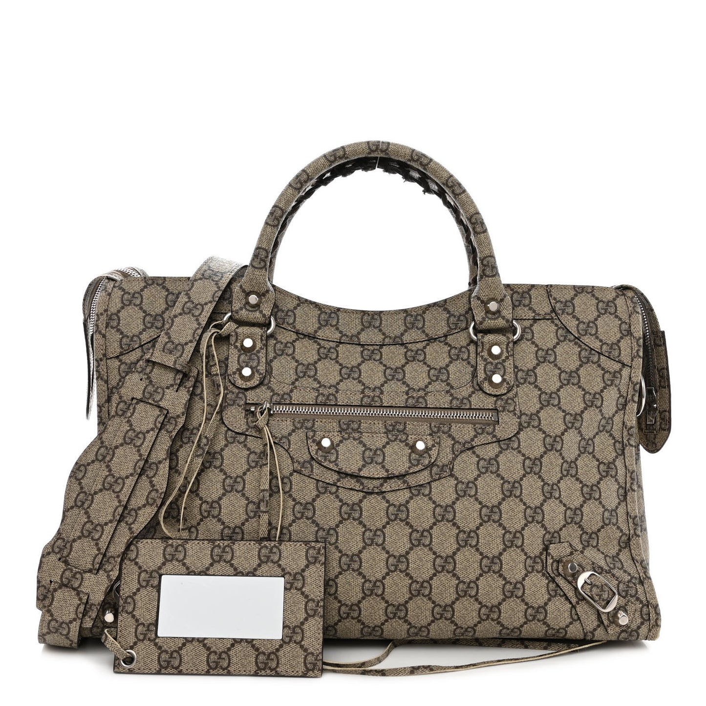 X GUCCI GG Supreme Monogram Neo Classic Silver Hardware City Beige Ebony