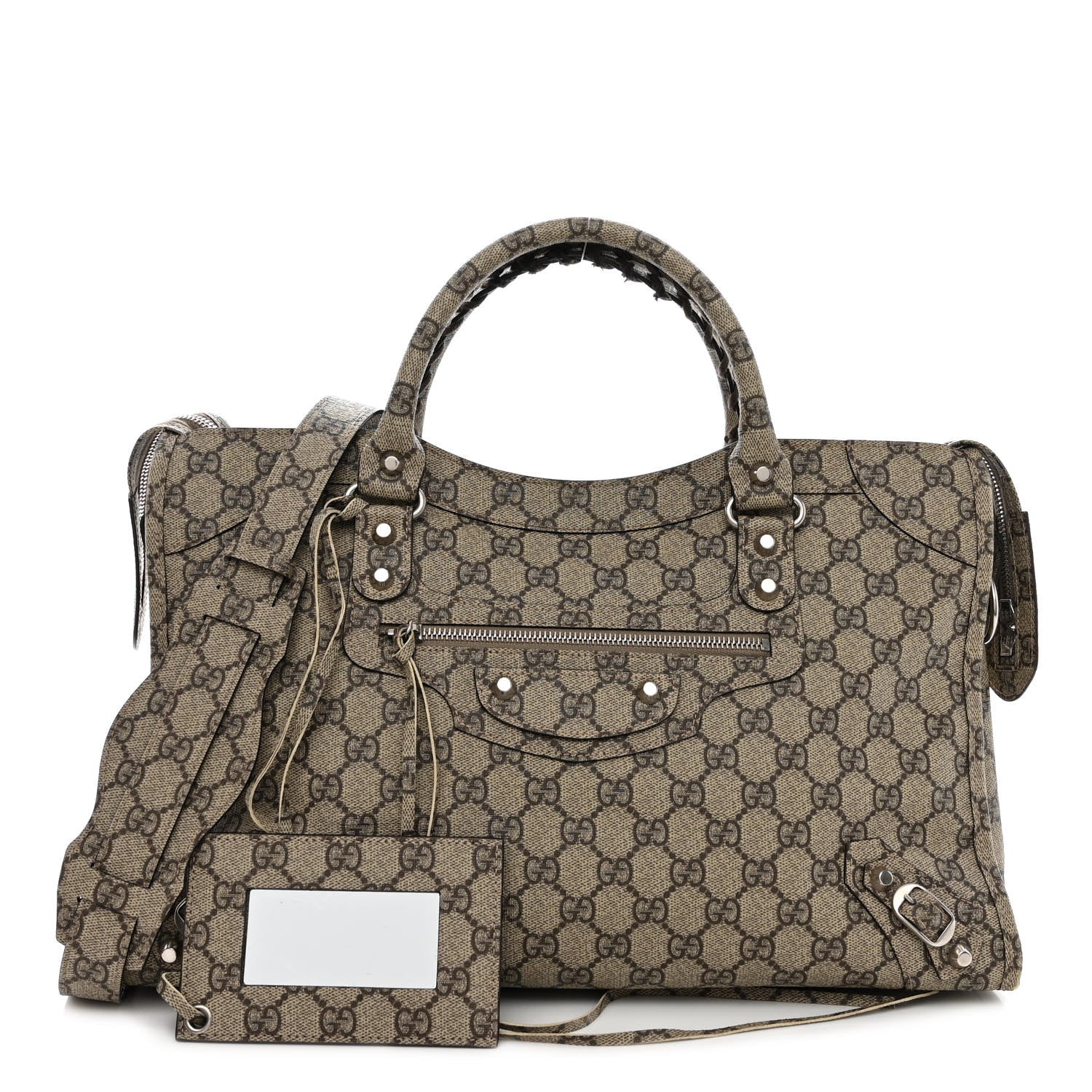 Balenciaga X GUCCI GG Supreme Monogram Neo Classic Silver Hardware City Beige Ebony 1 of 10