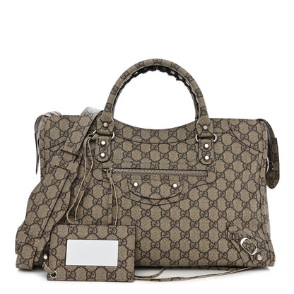 Balenciaga X GUCCI GG Supreme Monogram Neo Classic Silver Hardware City Beige Ebony 1 of 10