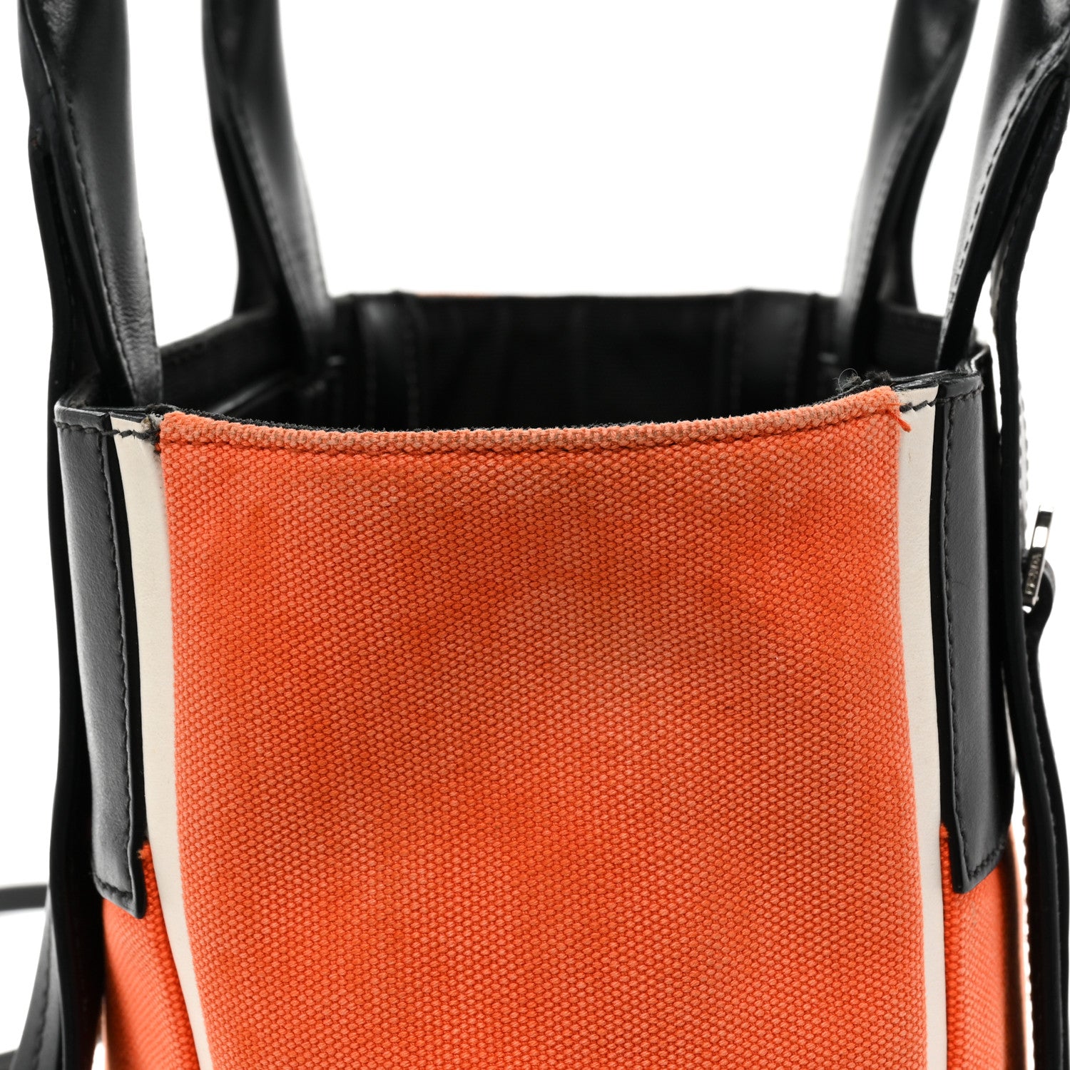 Prada Canapa Grace Lux Small Ouverture Top Handle Bag Papaya Black 17 of 18