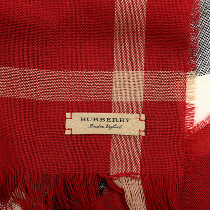 Burberry Wool Cashmere Tonal Check Lightweight Scarf Parade Red 4 of 4