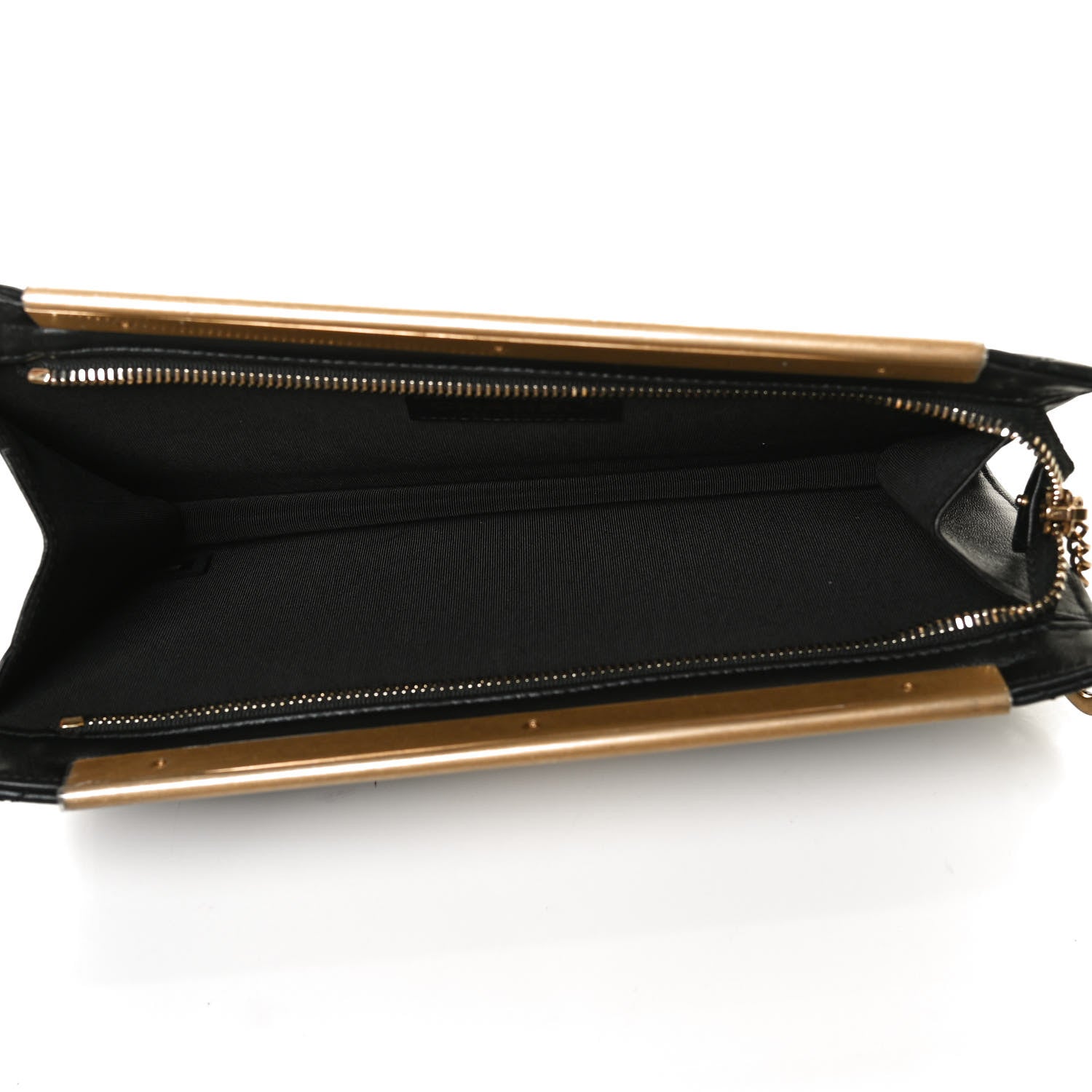 Chanel Lambskin Metallic Calfskin Crocodile Embossed Clutch Black Gold 5 of 15